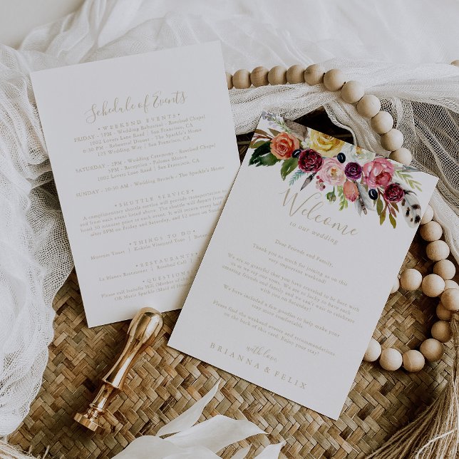 Carta de bienvenida del Boda tropical del Boho de  (Subido por el creador)