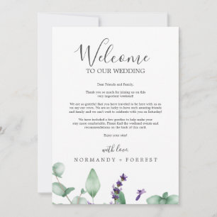 Carta de bienvenida e tinerario para el Boda de La