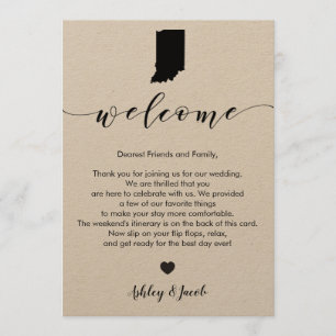 Carta de bienvenida Indiana Boda y tarjeta tinerar