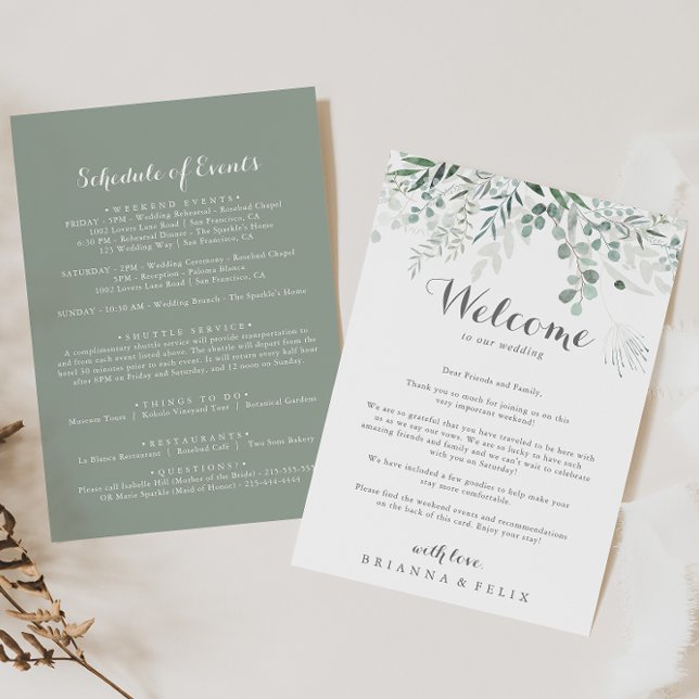 Carta de bienvenida minimalista de Eucalyptus Boda (Subido por el creador)