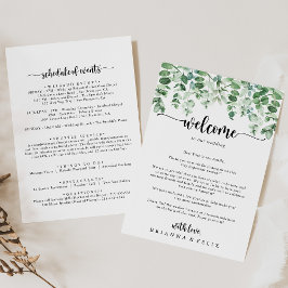Carta de bienvenida minimalista de Eucalyptus Boda