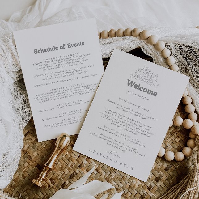 Carta de bienvenida para boda con flores silvestre (Subido por el creador)