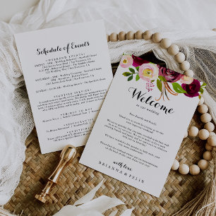 Carta de bienvenida rustica de Boda de Borgoña en