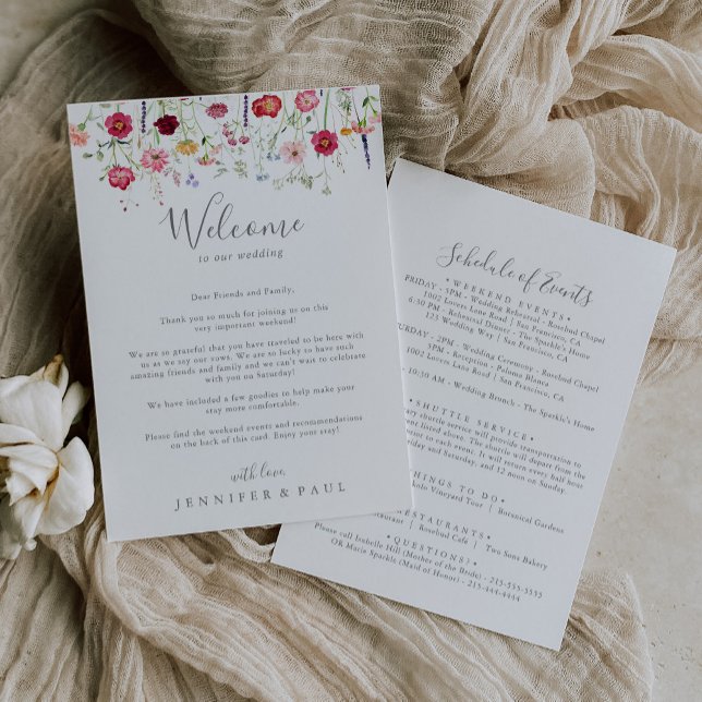 Carta de bienvenida simple de Boda de flores silve (Subido por el creador)