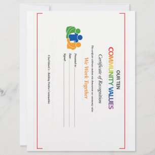 Carta de Certificado de Valor Juntos