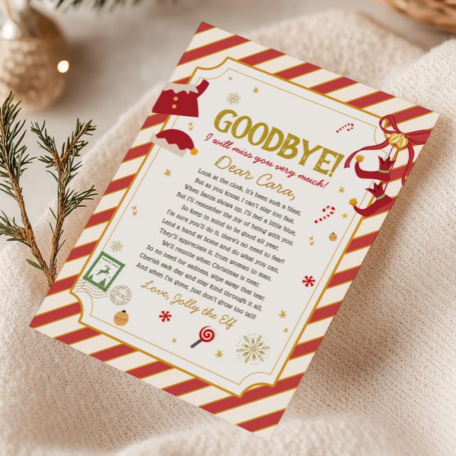 Carta de despedida de elfo Tarjeta de carta de des (Christmas Letter from Elf Goodbye Letter Card)