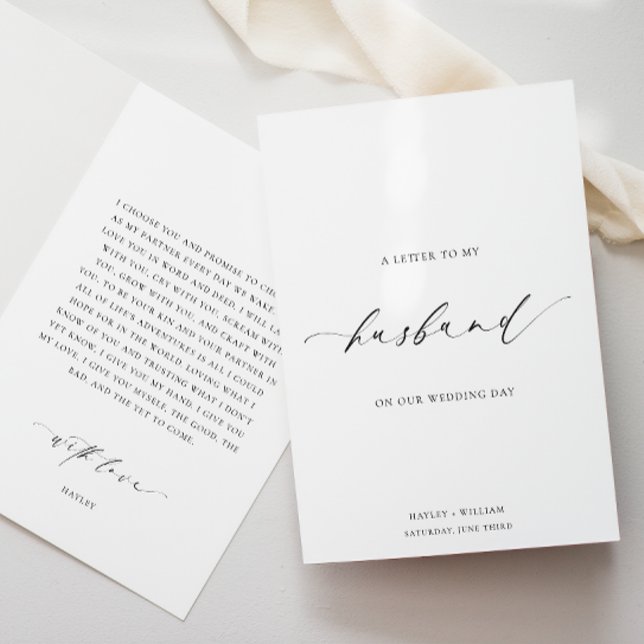 Carta De Ellesmere A La Tarjeta Del Día De La Boda (A Letter To My Husband Wedding Day Card Ellesmere)