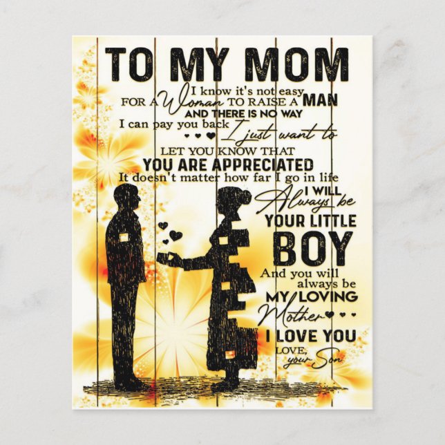 Carta De Hijo A Mi Mamá, Regalo Familiar, (Frente)