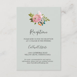 Carta de inserción de la recepción de boda floral