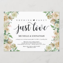 carta de invitación a recepción Elopement