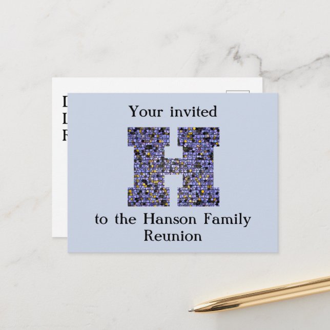 Carta de invitación a Reunión Familiar Monograma H (Anverso/Reverso In Situ)