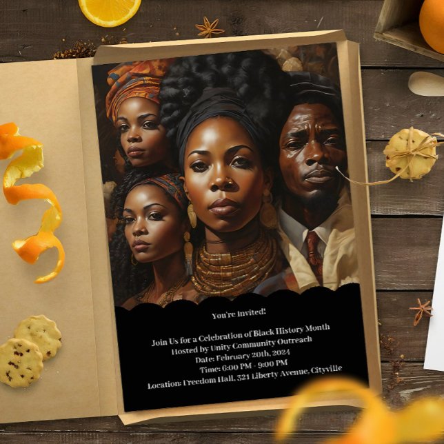 Carta de invitación al Mes de la Historia Negra (Black History Month Celebration Invitation, black history month, african american, black history)