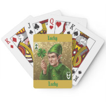 Carta de juego afortunada Elfo de lujo con brillo