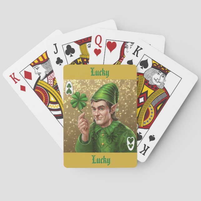 Carta de juego afortunada Elfo de lujo con brillo  (Reverso)