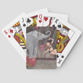 Carta de juego de elefante acróbata de circo