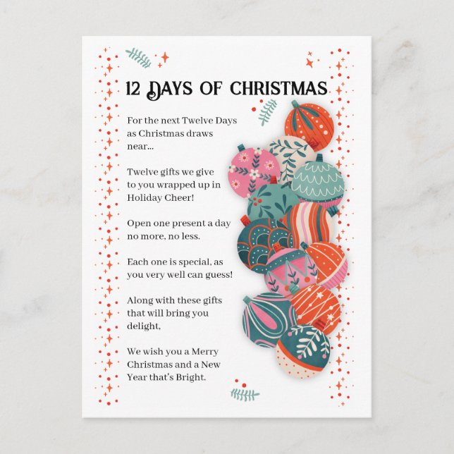 Carta de los 12 Días de Navidad (Anverso)