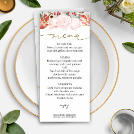 Carta de menú Boda de Invierno Floral color de agu