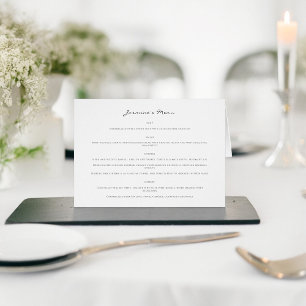 Carta de menú boda moderna y carta de colocación e