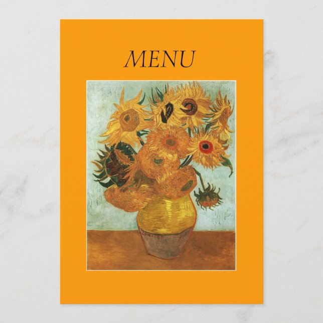 Carta de menú de la cena, Base con doce girasoles (Anverso)