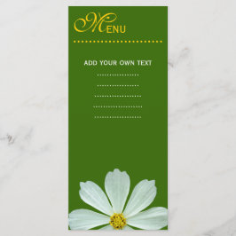 Carta de menú de la cena. flor de margarita blanca