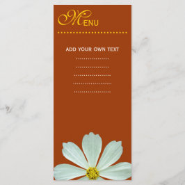 Carta de menú de la cena. flor de margarita blanca