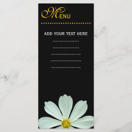 Carta de menú de la cena. flor de margarita blanca