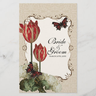 Carta de menú de la cena - Tan n Cream Red Tulip D