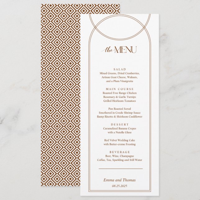 Carta de menú del Arco de Terracota (Anverso / Reverso)