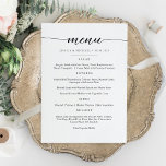 Carta De Menú Elegante Y Minimalista<br><div class="desc">Sencillo menú clásico y elegante de bodas, Fiesta o aniversario. Un diseño elegante en blanco y negro o cualquier color de fondo que elija. Simplemente haga clic en el enlace personalizar adicional, que se muestra bajo el área de personalización de texto a la derecha, y elija el fondo de color...</div>