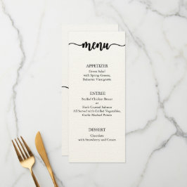 Carta de menú, menú Boda, cena, almuerzo