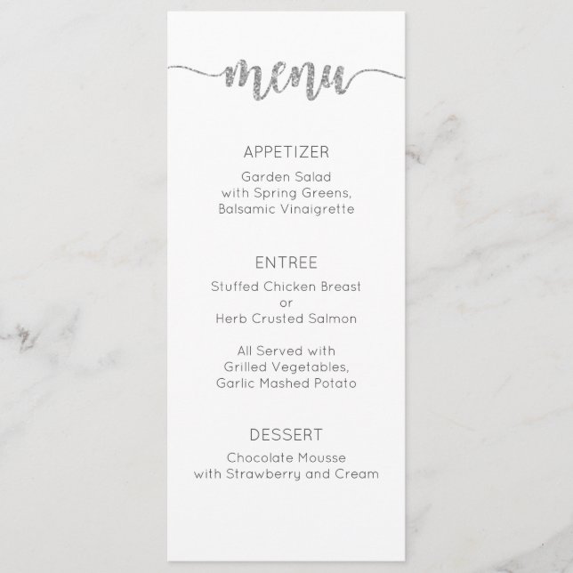 Carta de menú, menú Boda, cena, almuerzo (Anverso)