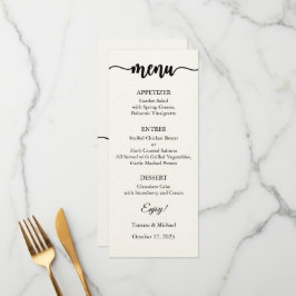 Carta de menú, menú Boda, cena, almuerzo