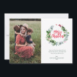 carta de navidad alegre de la flor verde<br><div class="desc">Felices fiestas. Celebra esta temporada de vacaciones con nuestra tarjeta de felicitación de fotos moderna personalizada con el precioso diseño de guiones rojos</div>