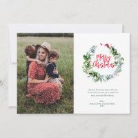 carta de navidad alegre de la flor verde
