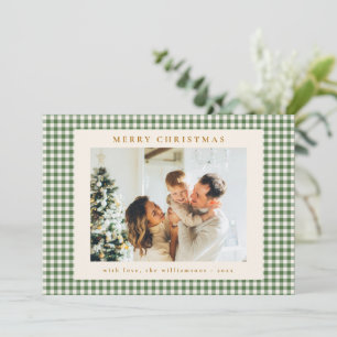 Carta de Navidad con Foto en Plaid Verde Cuadros D