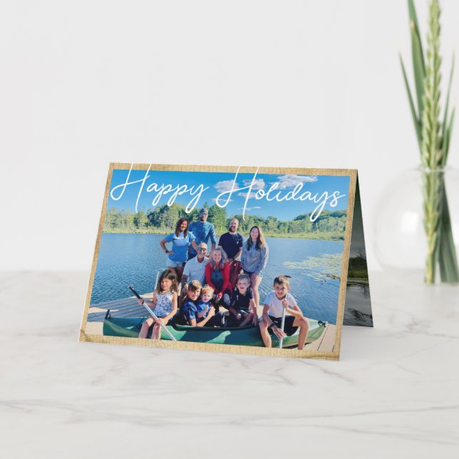 Carta de Navidad con foto familiar dentro, foto en (Anverso)