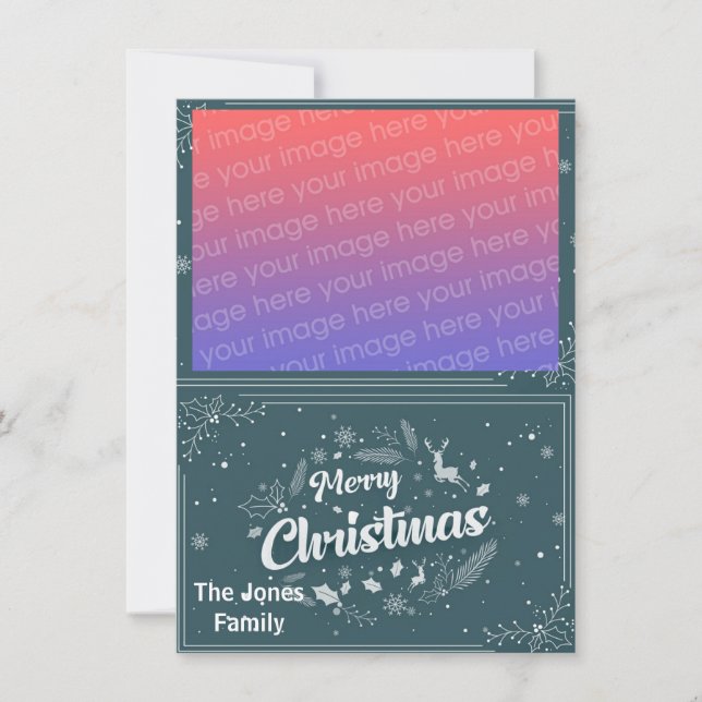 Carta de navidad con tarjeta de vacaciones plana (Anverso)