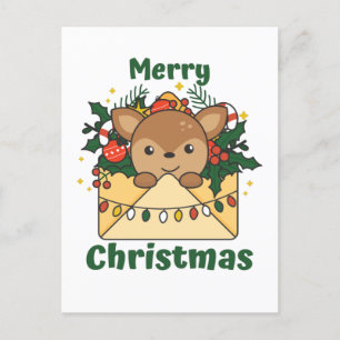 Carta de Navidad de Ciervos Animales de Invierno C