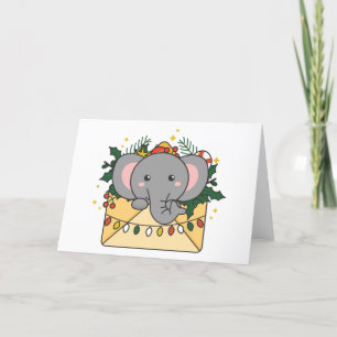 Carta de Navidad de Elefante Animales de Invierno 