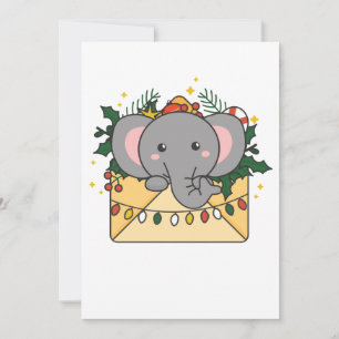 Carta de Navidad de Elefante Animales de Invierno