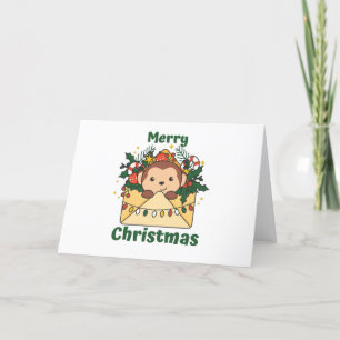 Carta de Navidad de Mono Animales de Invierno Mono