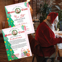 Carta de Navidad de Papá Noel Certificado de Lista
