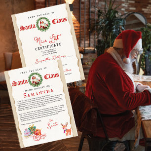 Carta de Navidad de Papá Noel Certificado de Lista