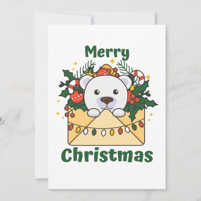 Carta de Navidad del Oso Polar Animales de Inviern (Anverso)