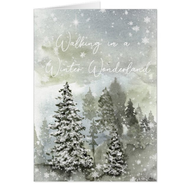 carta de navidades rústicos de la escena de nieve  (Frente)