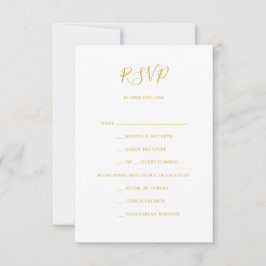 Carta de oro sencilla y elegante Tarjeta RSVP