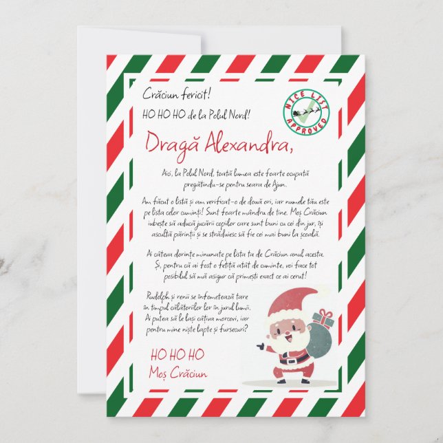 Carta de Papá Noel Rojo y Verde Invitación (Anverso)