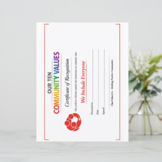 Carta de papel con membrete de certificado de incl