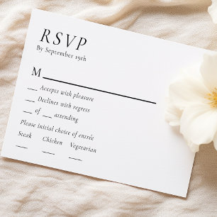 Carta de respuesta RSVP de menú Boda simple y mode