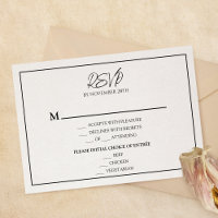Carta de respuesta RSVP del menú simple Minimalist